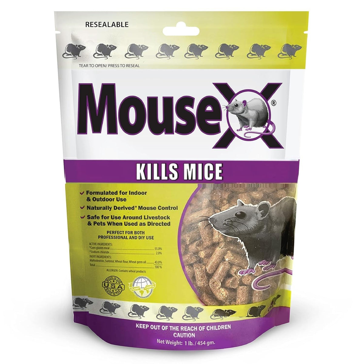 MouseX Rodent Control Bait Pellets for Rats & Mice – Poison Free, Pet Safe | Indoor & Outdoor Use Pellets |1 lb. Bag