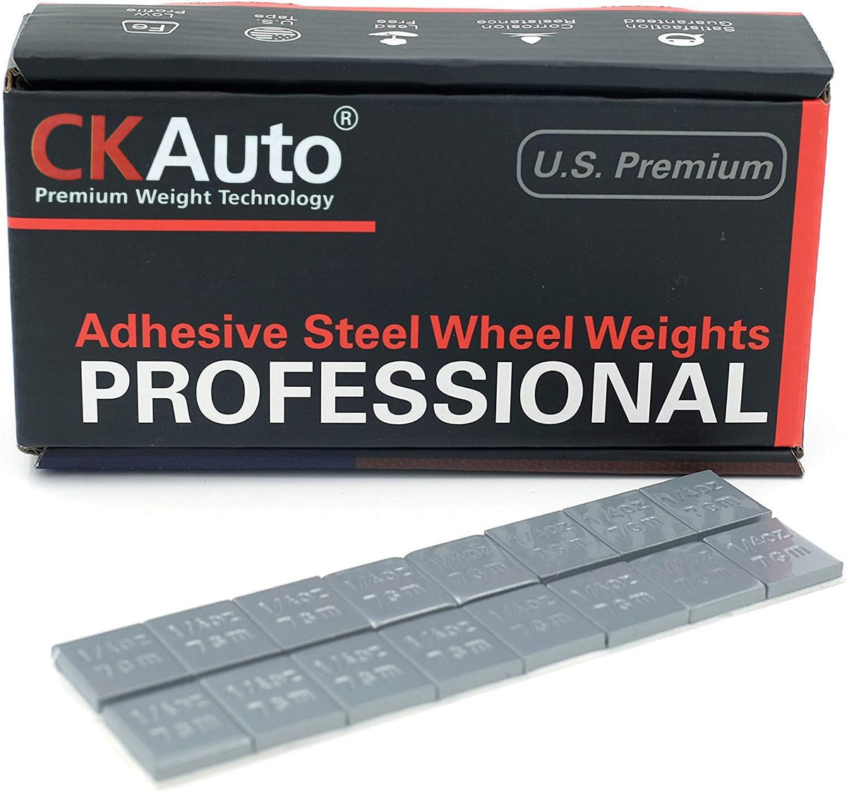 CKAuto 1/4oz, 0.25oz, Steel Adhesive Stick-On Wheel Weights, Gray, 60oz Box