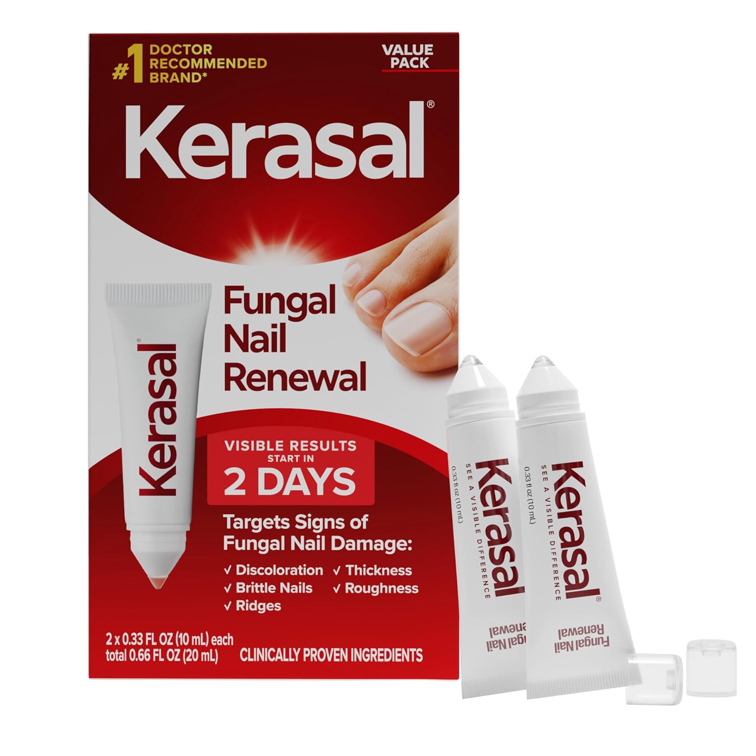 Kerasal Nail Renewal, Restorative Nail Repair, 0.33 oz, 2 Pack