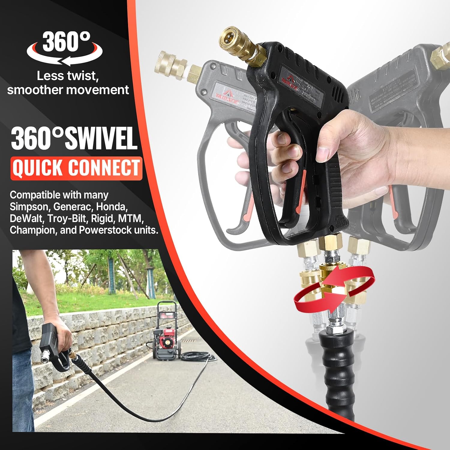 YAMATIC 3/8 in Pressure Washer Hose, 4000 PSI, 35 FT