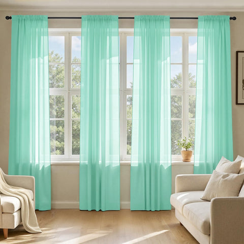 MIULEE Aqua Sheer Curtains 90 Inches Long 4 Panels 42 x 90 Inches