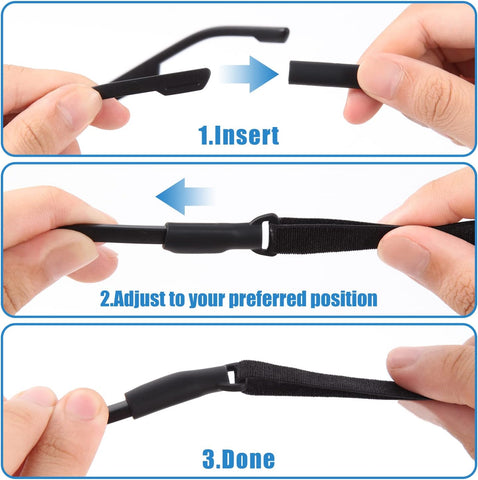 Enenfly Adjustable Glasses Straps - 3 Pack No Tail Eyewear Retainer for Men, Women, Kids – Fits Eyeglasses & Sunglasses