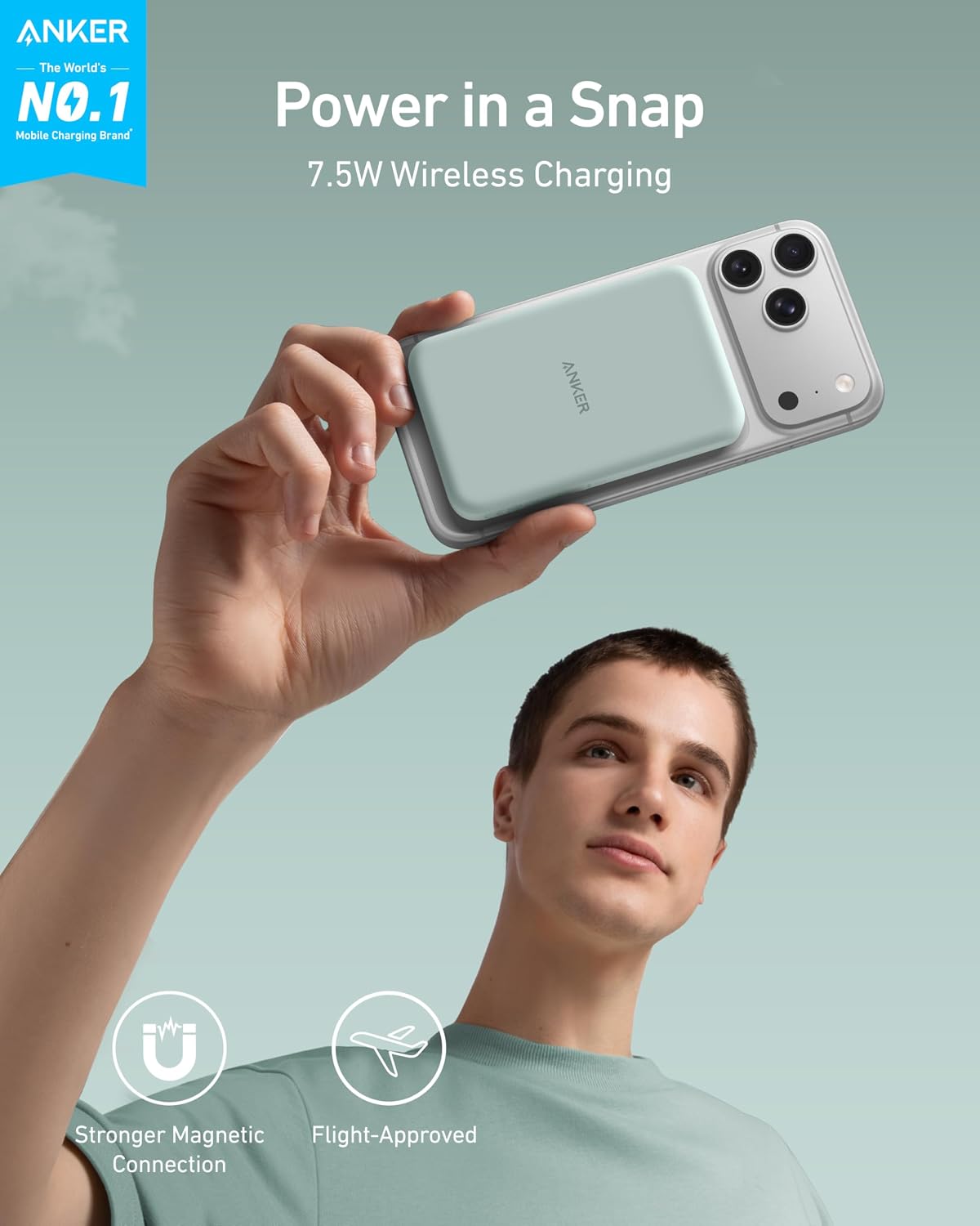 Anker 621 MagGo Power Bank, 5,000mAh Magnetic Portable Charger