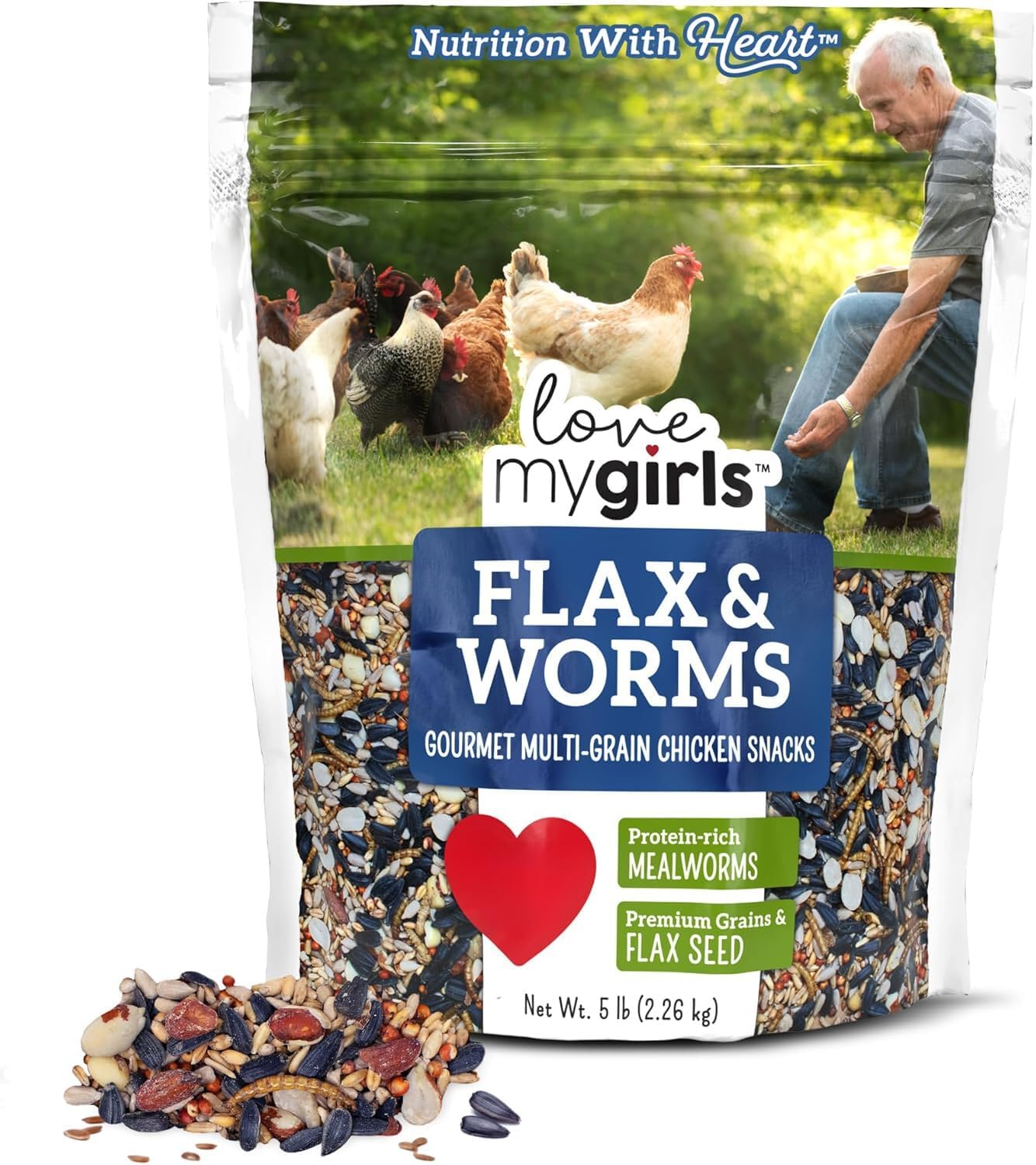 Love My Girls 5lb Chicken Snacks - Flax & Worms Gourmet Multi-Grain Treats