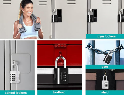 ZHEGE Locker Lock, 4 Digit Combination Lock Gym Lock & White Code (Silver)