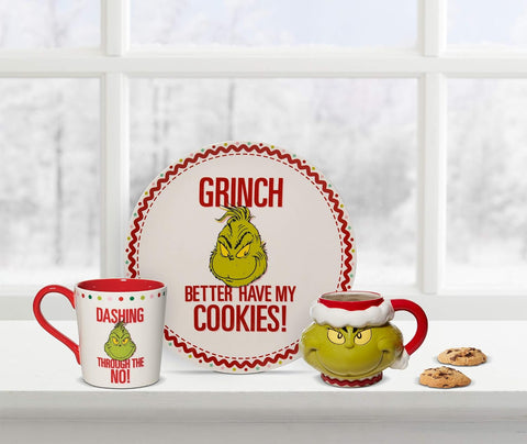 Department 56 Dr. Seuss Grinch Santa Face Sculpted Coffee Mug, 32 Ounce, Multicolor