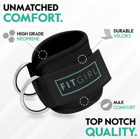 FITGIRL Ankle Strap for Cable Machine – Premium Padding and Comfort for Cable Exercise Machines, Cable Exercise Attachment for Home & Gym, Glute Workouts - Kickbacks, Leg Extensions, Hip Abductors