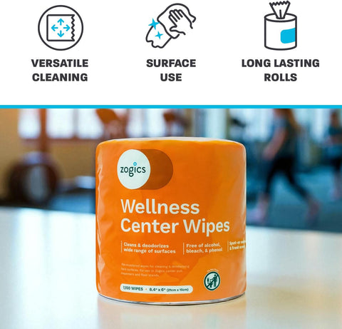 Zogics Wellness Center Cleaning Wipes, 2 Rolls, 2,300 Count