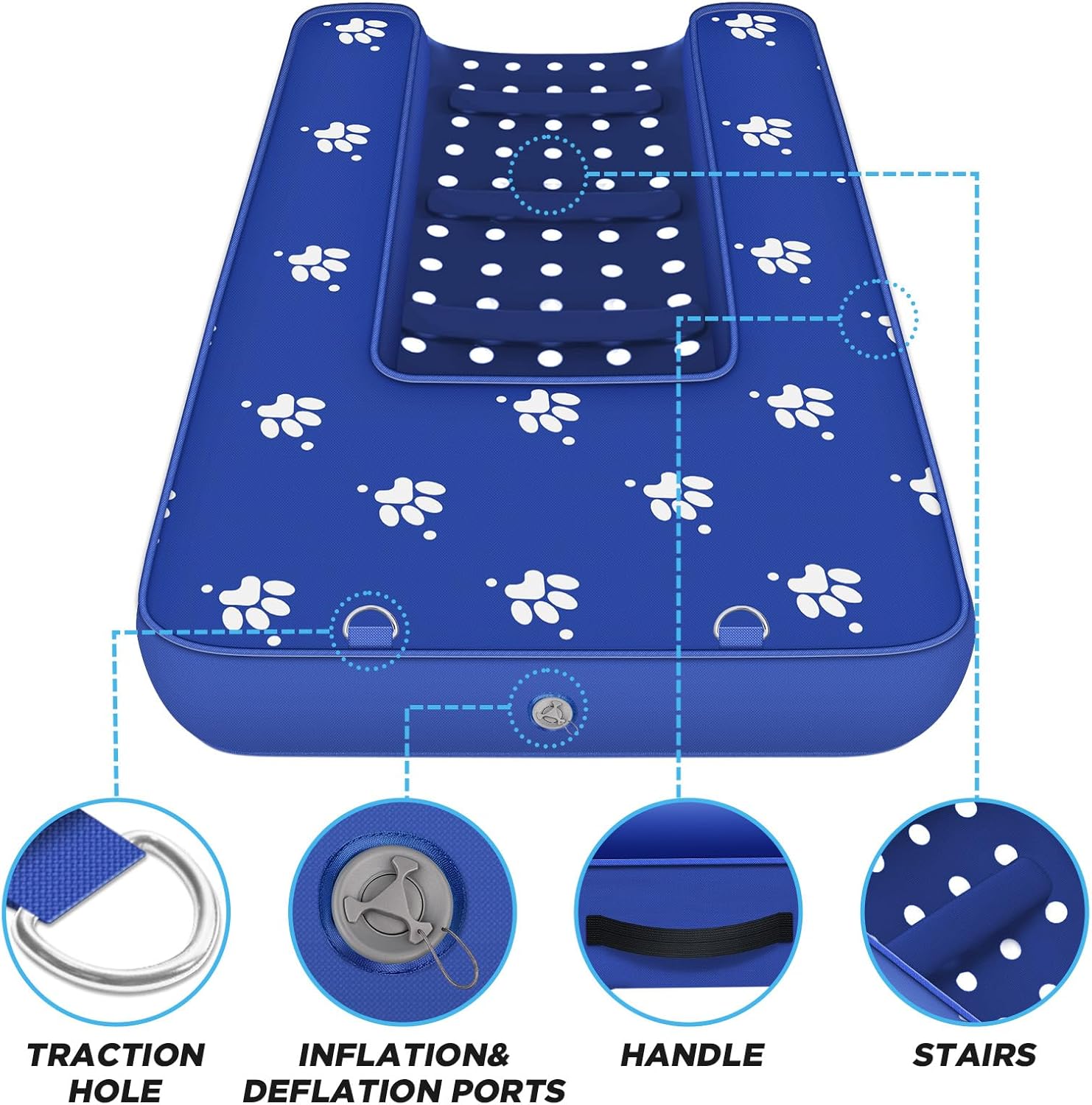 Inflatable Dock Platform, Lagre Dog Boat Ramp for Pool Floating Non-Slip