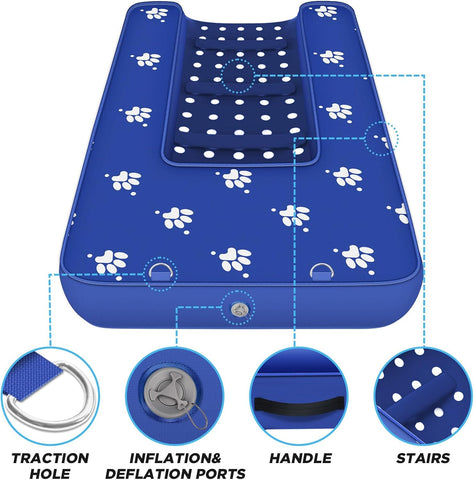 Inflatable Dock Platform, Lagre Dog Boat Ramp for Pool Floating Non-Slip