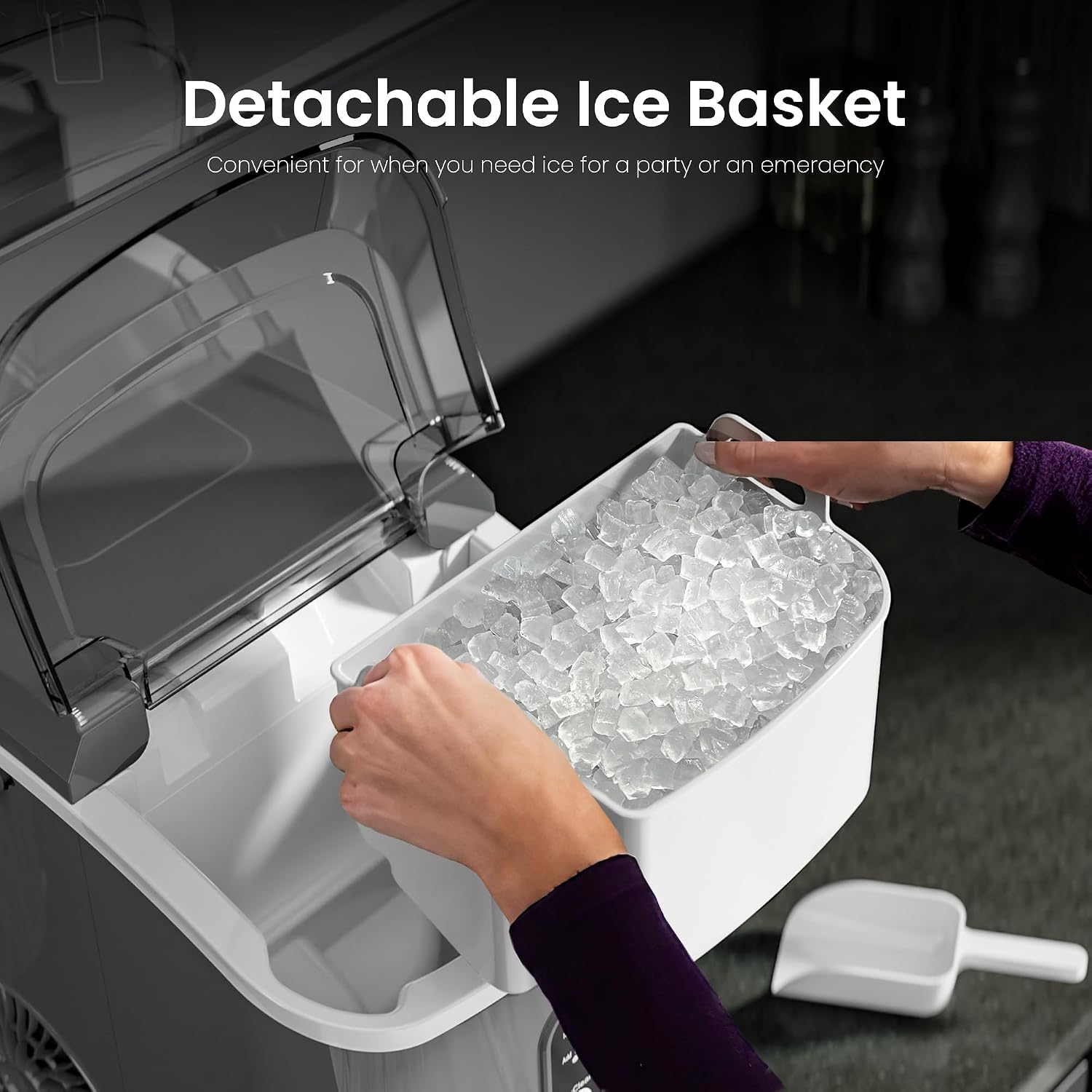 Kismile Nugget Ice Makers Countertop,35Lbs/24H,Self-Cleaning,Grey