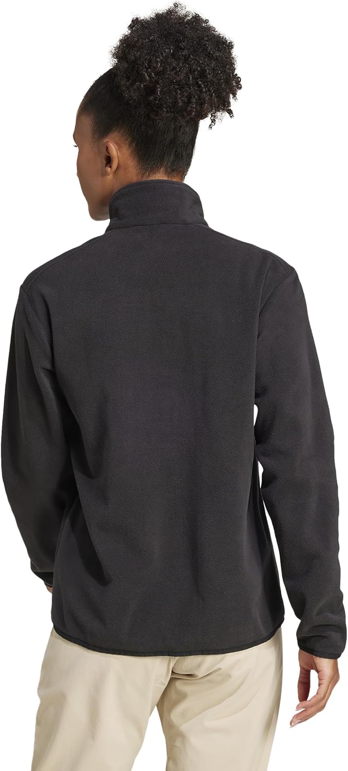 adidas Womens Multi Essentials Zip Fleece Jacket Hiking Athletic Outerwear Casual - Black