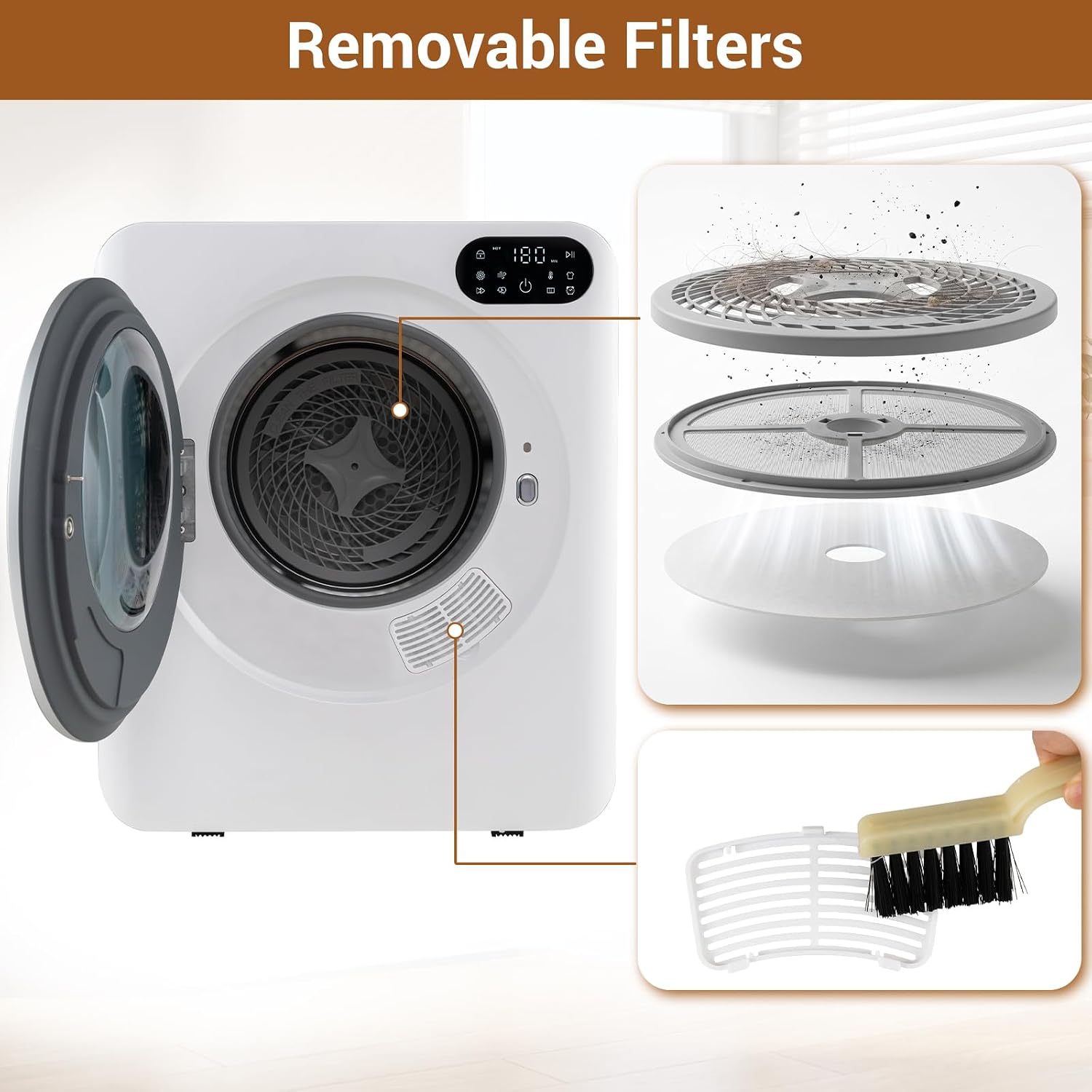 COSTWAY 1.5 Cu.ft. Compact Clothes Dryer with LED Control Panel, 8lbs, 850W