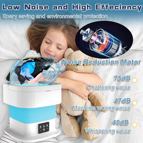 Small Washing Machine,16L Foldable Washer and Dryer Combo with 3 Cleaning Modes, Portable Compact Washer for Underwear, Baby Clothes Apartments,RV,Travel (Blue)