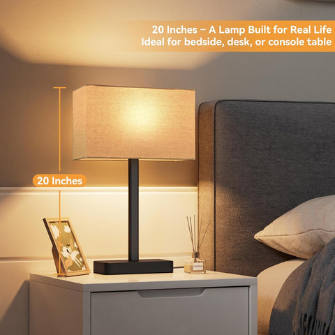 Beige Touch Lamps for Nightstand Set of 2, Lamp for Bedroom Living Room