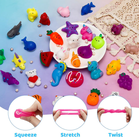 100 Pack Mochi Squishy Toys, Party Favors for Kids 4-8-12,Birthday Gifts Treasure Box Classroom Prizes Goodie Bag Stuffers, Mini Squishy Fidget Toys, Carnival Prizes in Bulk