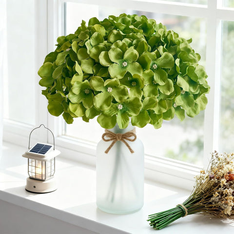 65Pcs Deep Green Hydrangea Artificial Flowers Bulk
