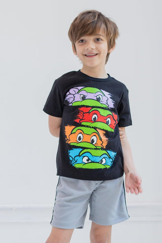Nickelodeon Teenage Mutant Ninja Turtles T-Shirt and Mesh Shorts Outfit Set Toddler to Big Kid Sizes (2T - 10-12)