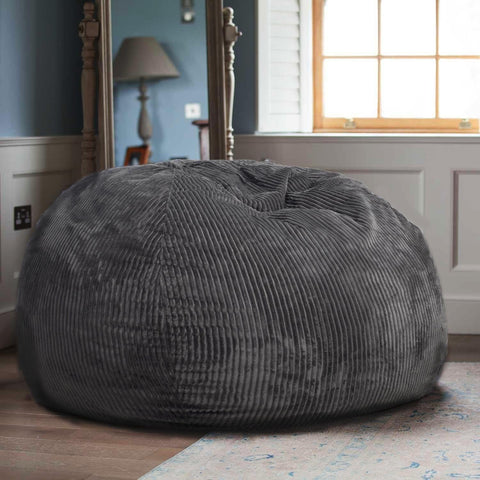 Bean Bag Chair, with Faux Rabbit Fur Cover for Teens and Kids, with Filling Memory Foam Bean Bag Chairs, Soft Faux Fur Fabric, 2.5 feet Round Fluffy Bean Bag Sofa Essential for Reading Games