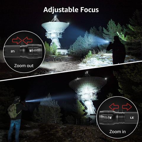 Lepro Lighting Ever LED Flashlight, High Lumens Waterproof Adjustable Focus