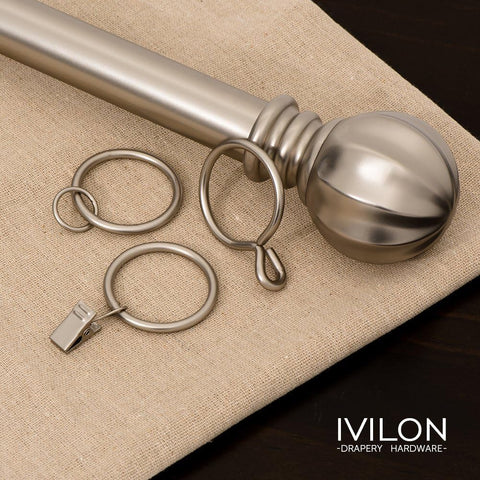 Ivilon Drapery Curtain Clip Rings - Clips Ring for Curtain Panels 1.7", Set of 14 - Satin Nickel