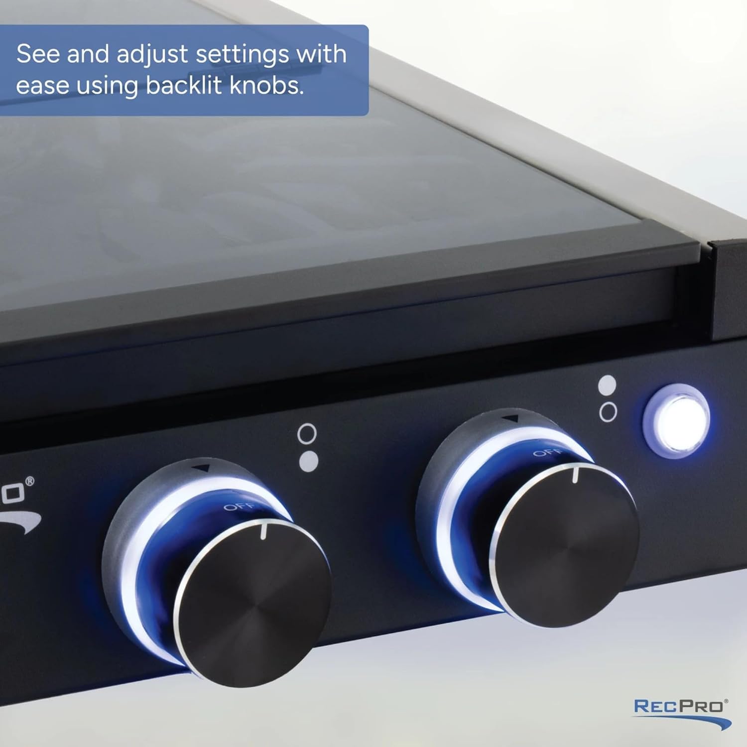 RecPro 2 Burner RV Gas Cooktop, Stainless Steel, Cover Included