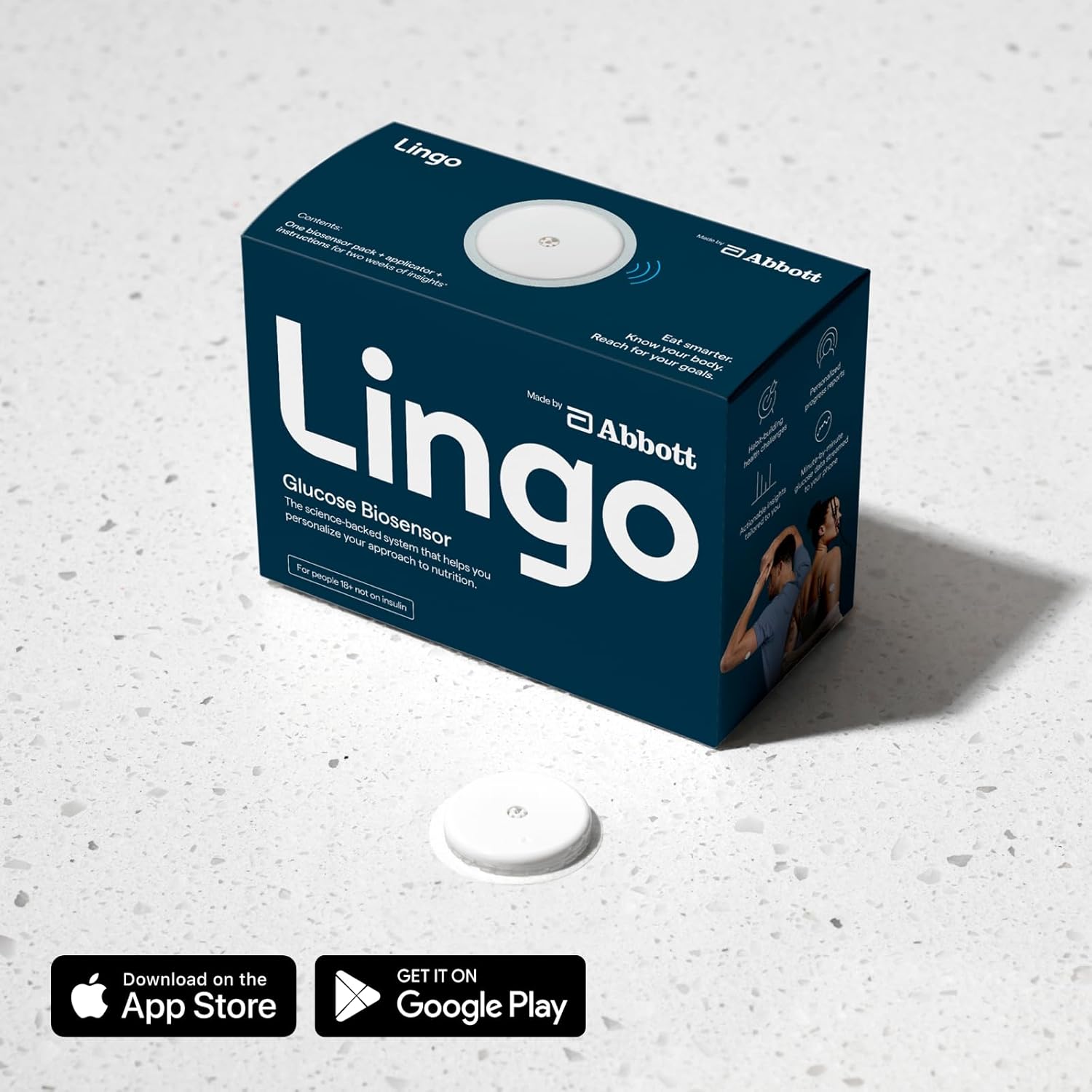 Lingo Continuous Glucose Monitor (CGM). 24/7 Glucose Tracking
