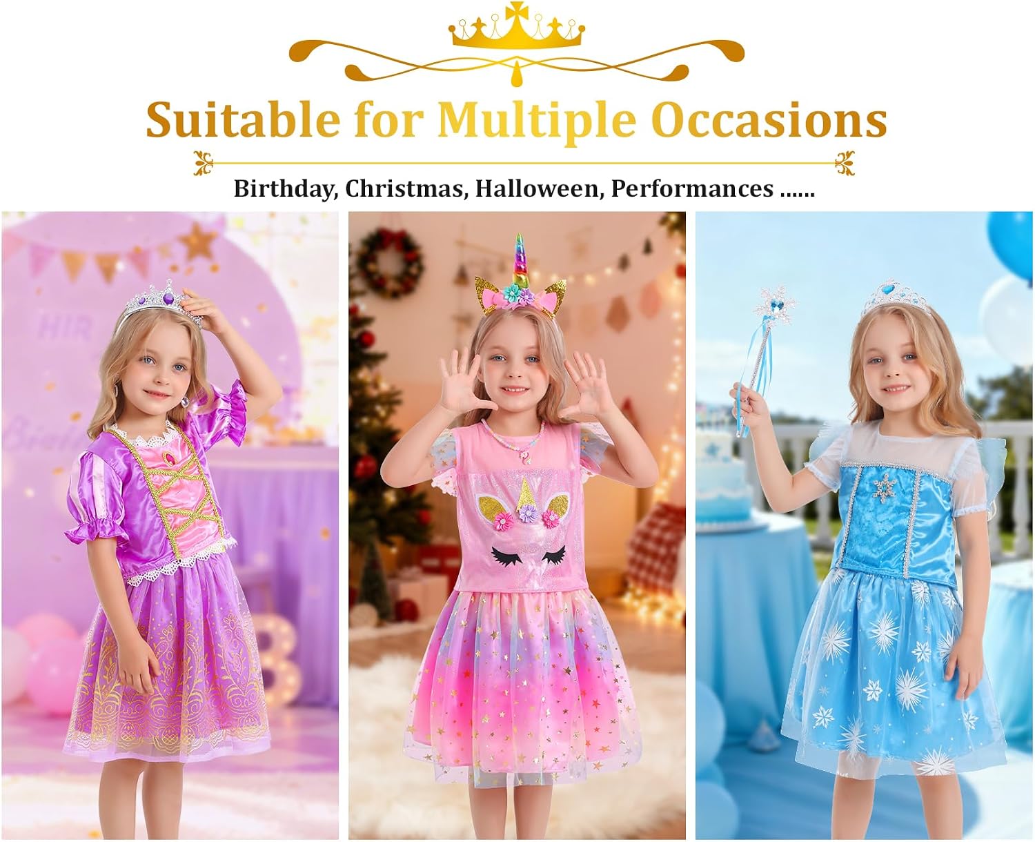 LIMIROLER Princess Dress Up Clothes for Little Girl Role Play Costume Gift Set Princess Dress Up Toys for Toddler Girls