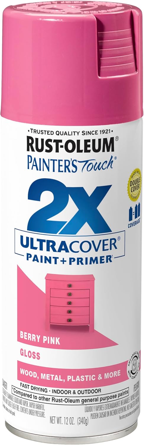 Rust-Oleum Painter's Touch 2X Ultra Cover Spray Paint, Gloss Berry Pink