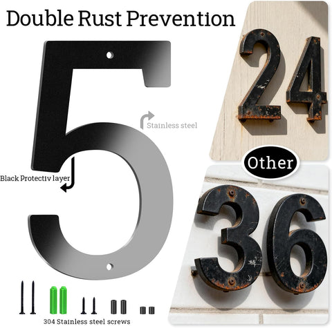Custom 4PCS Stainless Steel Floating House Numbers, 2-36 IN Metal House Numbers for Outside, Black/White/Silver Custom Door Number for Street, Garden, Apartment, Office (7)