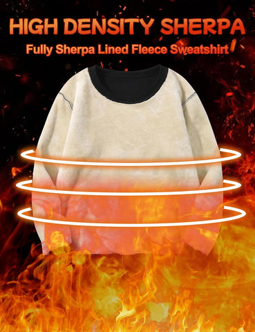 Flygo Men's Warm Sherpa Lined Crewneck Sweatshirts Fleece Heavyweight Pullover