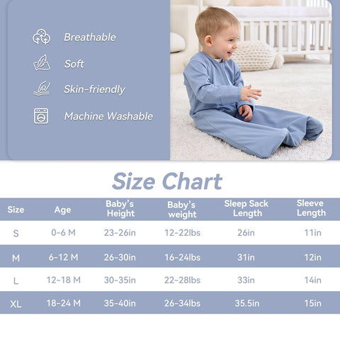 Baby Sleep Sack 0-6 Months, Long Sleeve Baby Wearable Blanket 0.5 Tog with Mittens, 2-Way Zipper Newborn Cotton Sleeping Sack for Boy and Girl Blue Whale 2 Pack (Small)