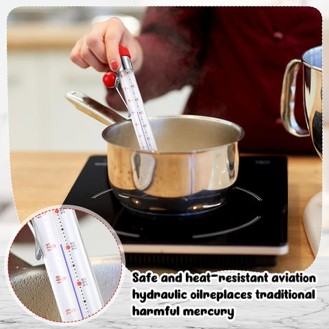 Photect 1 Pcs Candy Thermometer with Pot Clip 8", Red