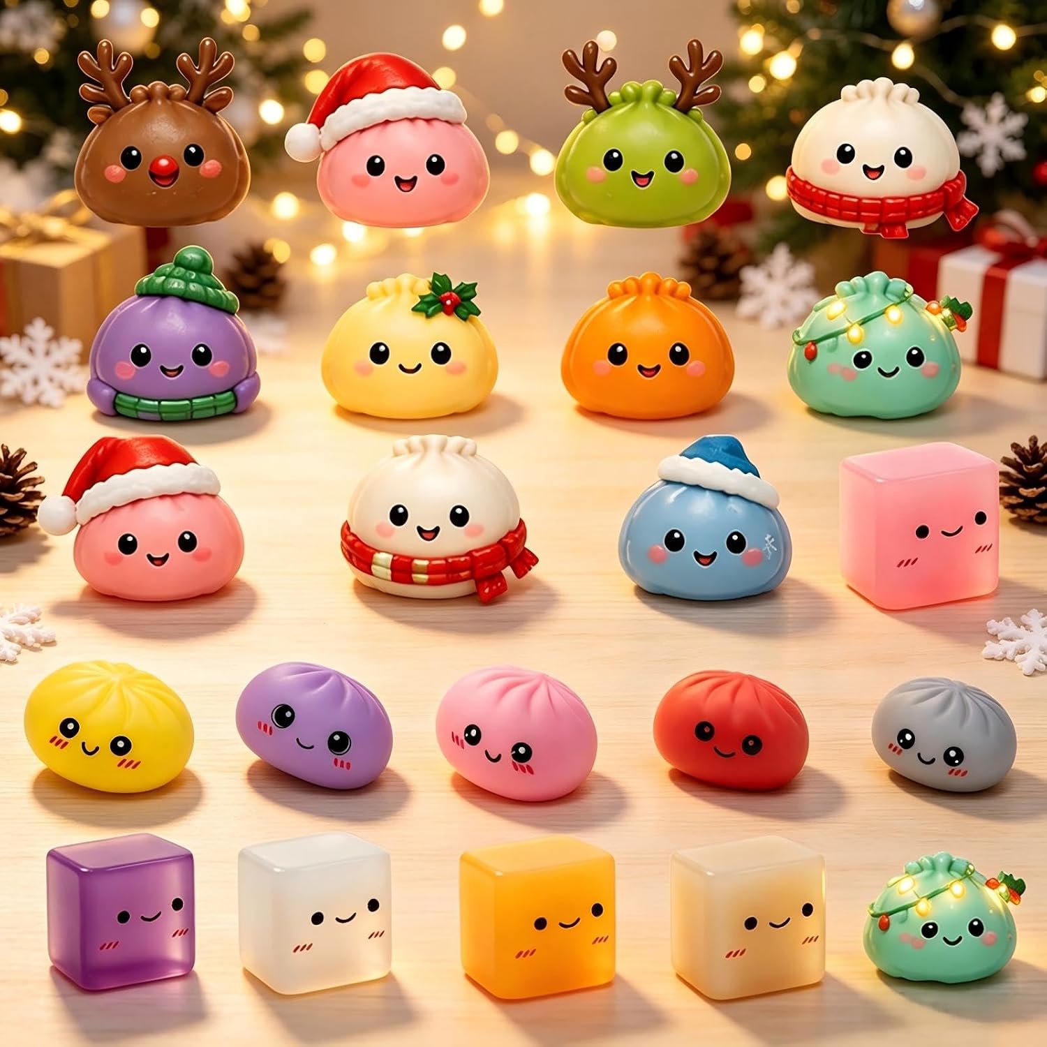 Christmas Squishies Advent Calendar 2026, 24 Days Dumpling Squishies Toys Countdown Calendar, Christmas Decor Jumbo Mini Glitter Squishie Squeezy Toys
