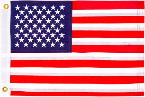 American Flag Boat Flag 12x18 Inches Embroidered Stars, Sewn Stripes, Boat Flags with 2 Brass Grommets Polyester US Flag long Lasting Outdoor Banner for Marine Yacht UTV