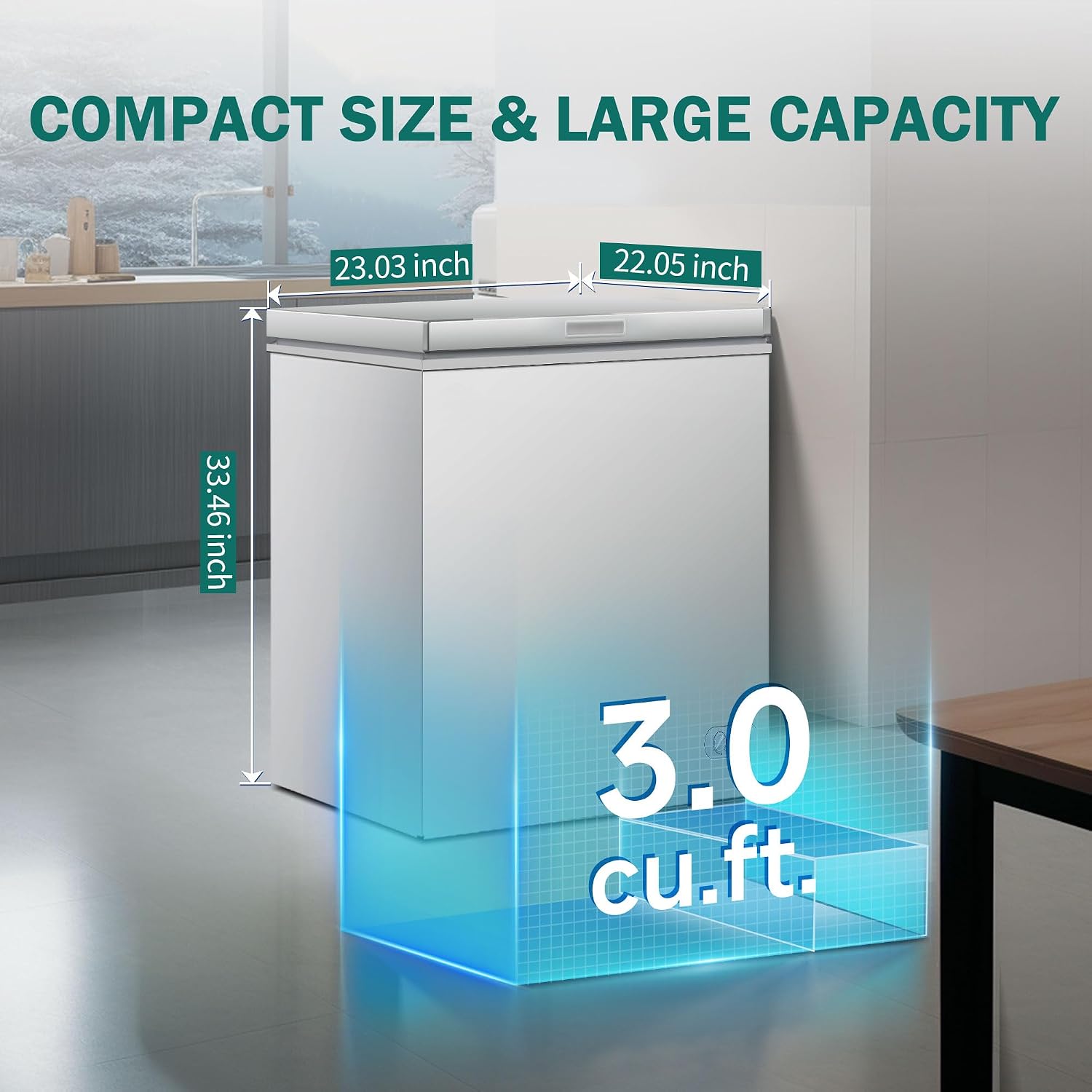 3.5 Cubic Feet Chest Freezer (-9.4°F to 5 °F) with Removable Basket, Adjustable Temperature, White