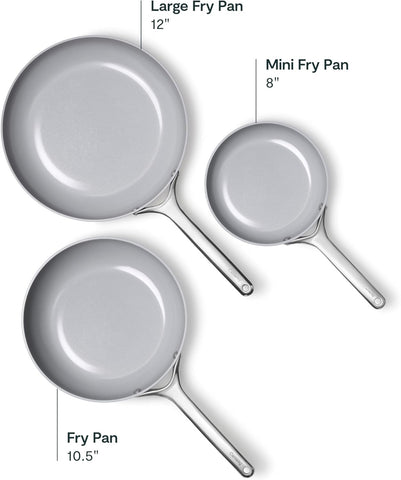 Caraway Non-Stick Ceramic Coated Fry Pan Trio, 8", 10.5", & 12"