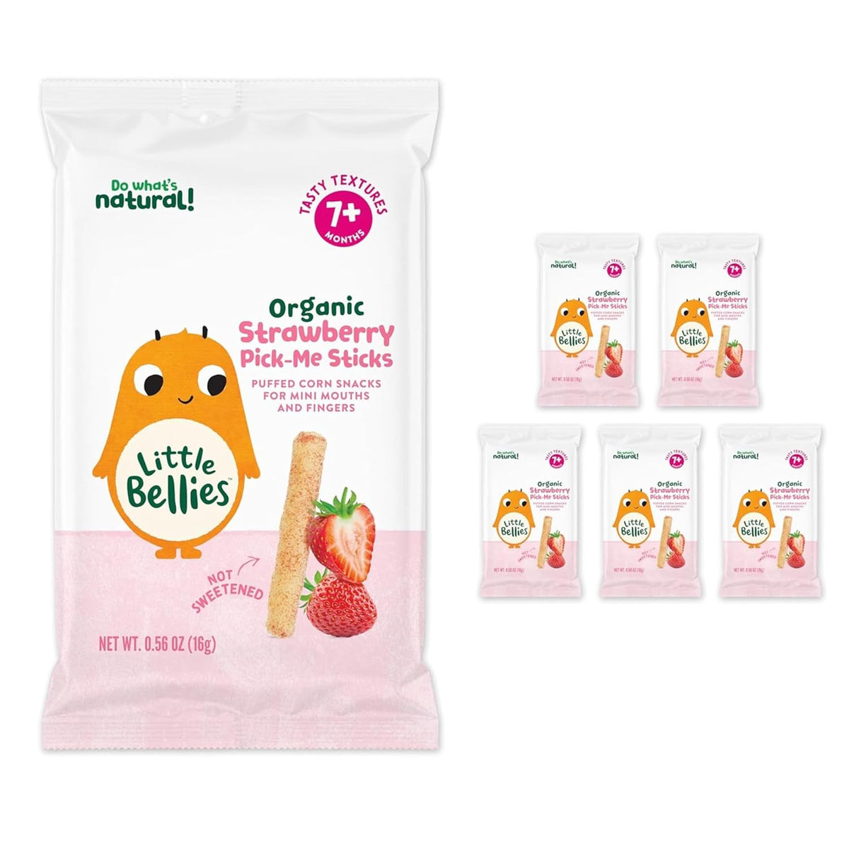 Little Bellies Organic Strawberry Pick-Me Sticks Baby Snack 0.56 oz, 5 Pack