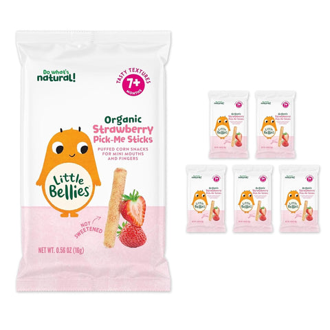 Little Bellies Organic Strawberry Pick-Me Sticks Baby Snack 0.56 oz, 5 Pack
