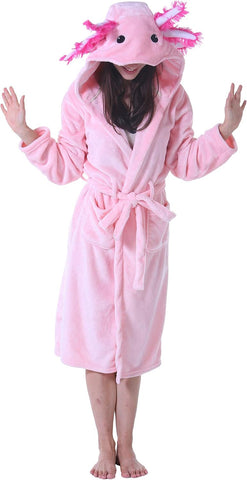 ATOZ Women Robe Adult Animal Bathrobe Flannel Hooded Home Pajamas