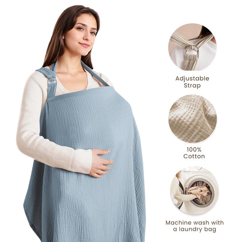 Konssy Muslin Nursing Cover Up for Breastfeeding with Rigid Hoop