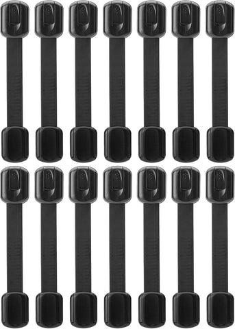 Bates- Child Safety Strap Locks, 14 Pack, Black Baby Cabinet Locks, Toilet Locks Baby Proof, Child Proof Drawer Locks, Cabinet Baby Locks for Cabinets, Child Proof Cabinet Locks, Drawer Child Locks