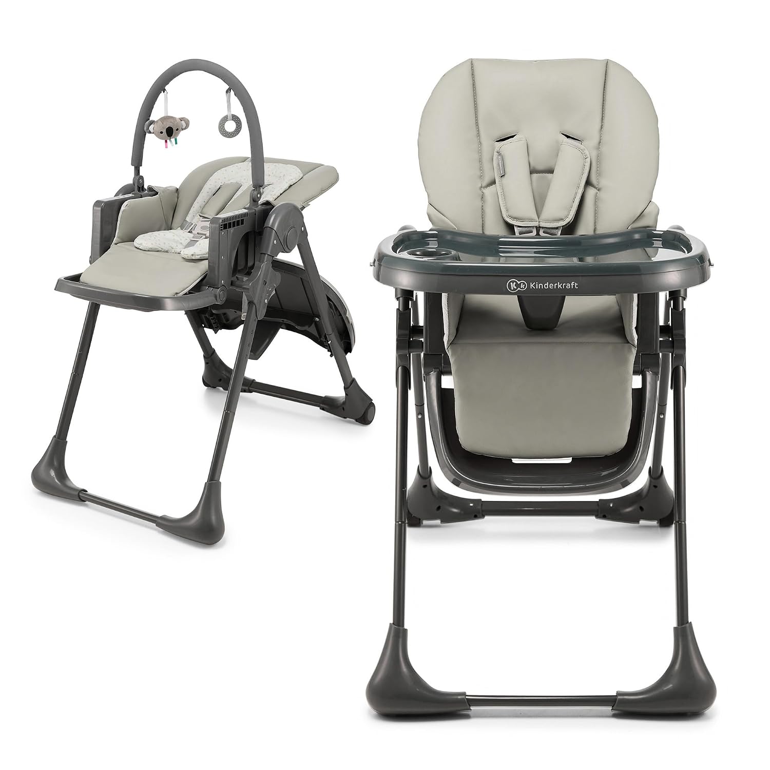 Kinderkraft Tummie 2-in-1 High Chair, Gray