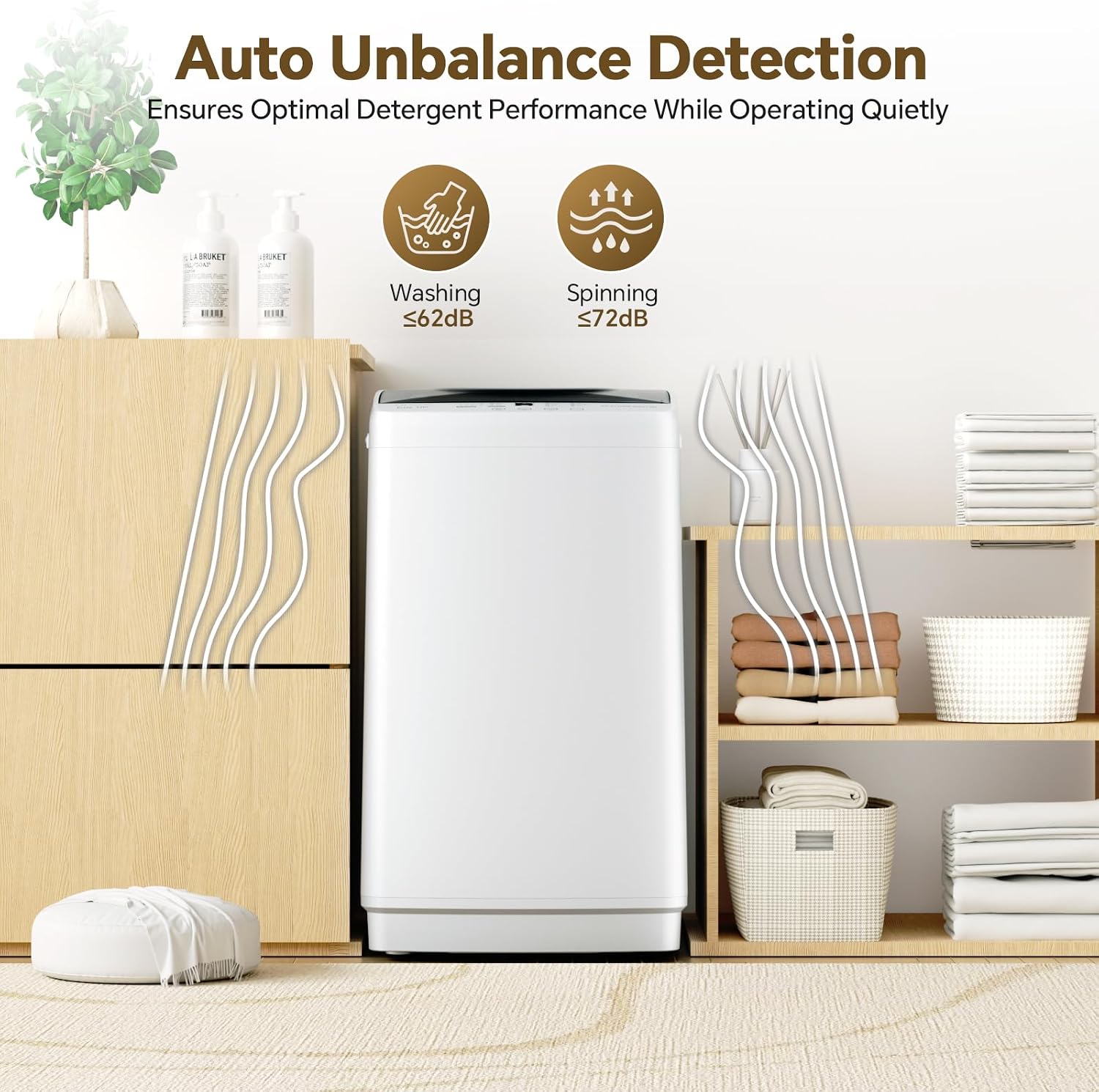 NEWBULIG 1.06 Cu.Ft Portable Washing Machine, 7.7 lbs Capacity Full-Automatic Compact Washer with 10 Wash Cycles & Auto-Balance, for Apartment RV Dorm Camping