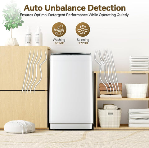 NEWBULIG 1.06 Cu.Ft Portable Washing Machine, 7.7 lbs Capacity Full-Automatic Compact Washer with 10 Wash Cycles & Auto-Balance, for Apartment RV Dorm Camping