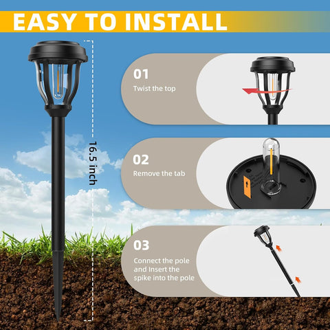 DERAYSION Solar Lights Outdoor, LED Solar Pathway Lights Garden Lights