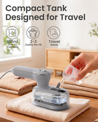 Steamer for Clothes, Handheld Portable Iron Steamer, 2-in-1 Dry & Steam, 180° Rotatable Handle, 20s Fast Heat-Up, 970W Travel Steamer for Home & Travel, 120V Only