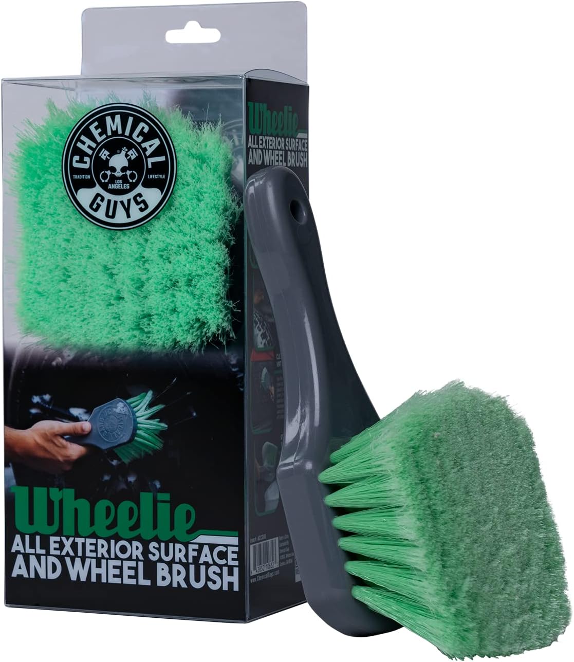 Chemical Guys, Wheelie Wheel & Exterior Brush for Rims & Tires, Soft, Green