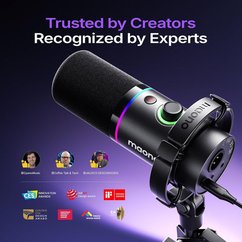 MAONO PD200XS XLR/USB Dynamic Microphone Kit, RGB Gaming Mic with Software