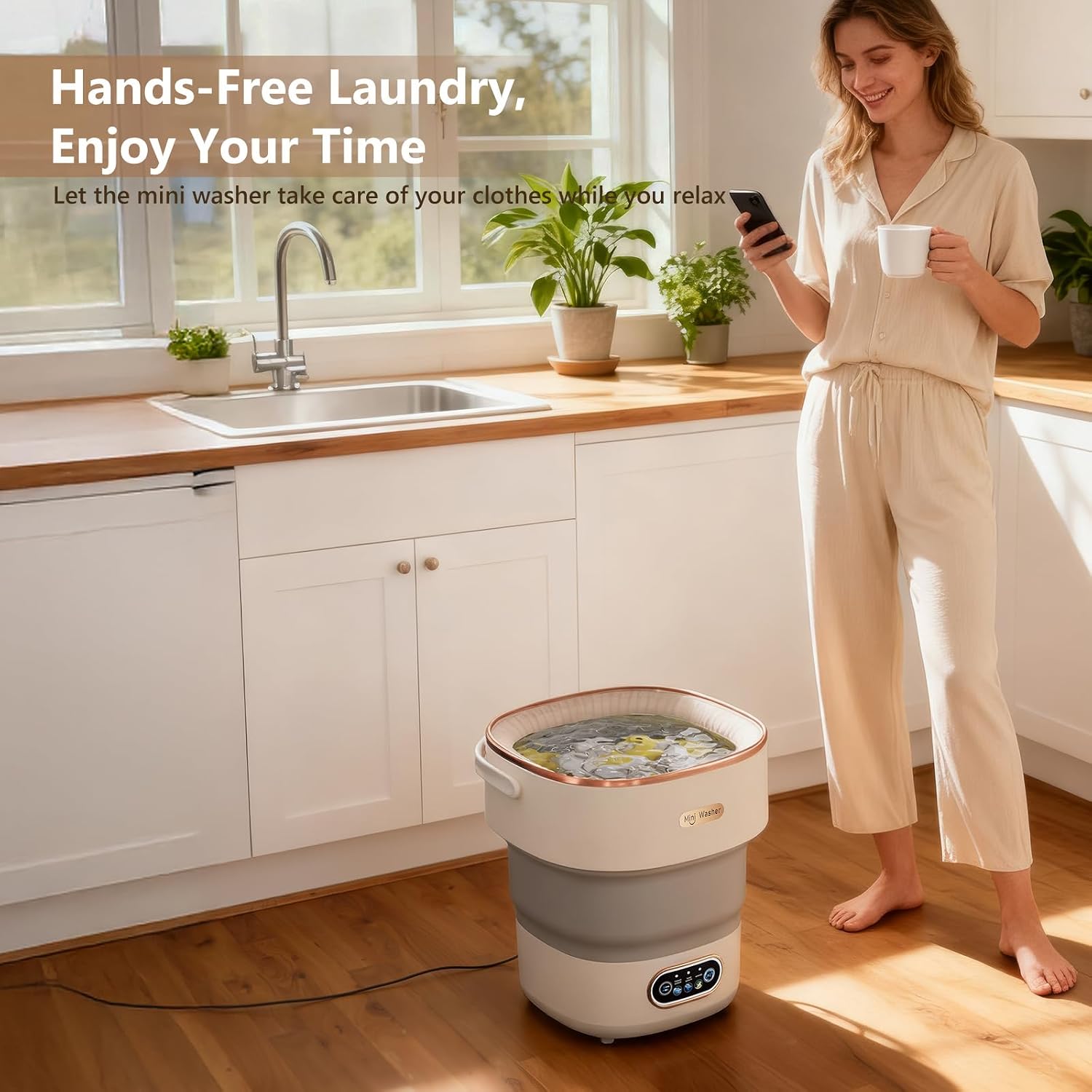 20L Portable Washing Machine,Folding Washer Machine and Spin-Dryer